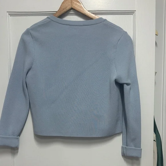 Zara Powder Blue Cropped Button-Front Cardigan - Picture 7 of 7